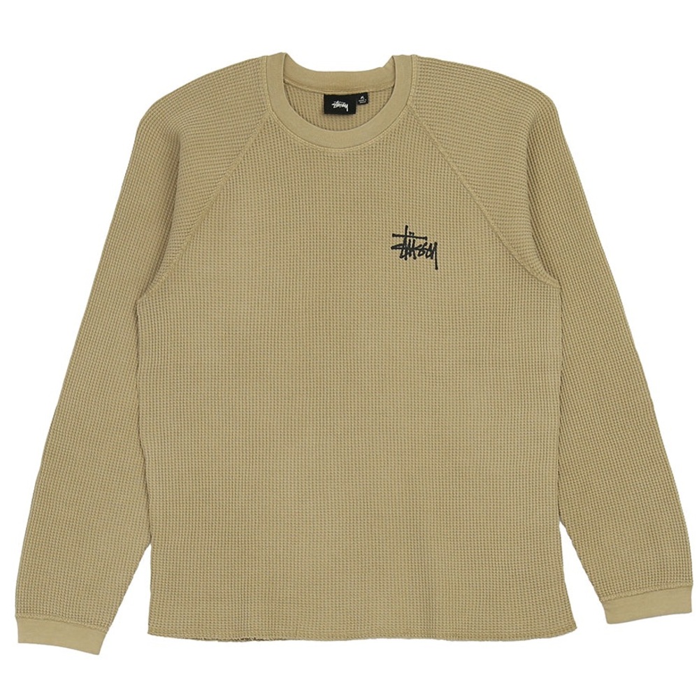 NWOT* Stussy BASIC STÜSSY THERMAL Waffle-Knit Crewneck Sweater - sand